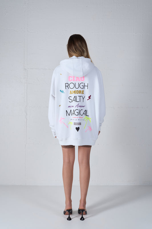 HEAVY WEIGHT ZIPPER CARDIGAN SALTY WHITE