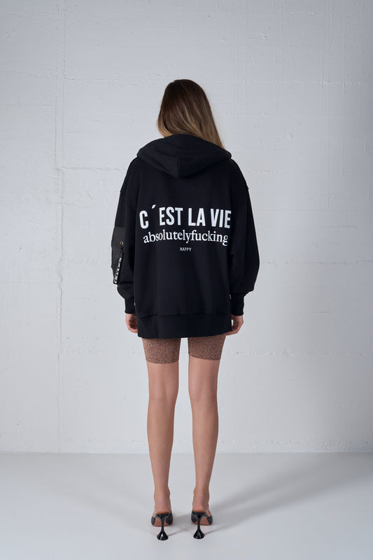 NORDIC COLLEGE HOODED ZIPPER CARDIGAN