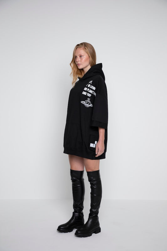 OVERSIZED DRY HALF SLEEVE HOODIE PLANET LOVE