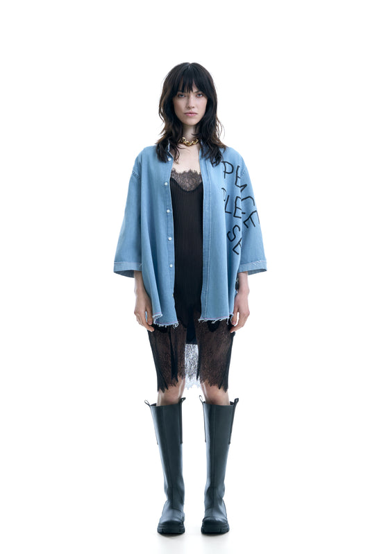 PEACE PLEASE DENIM BLOUSE