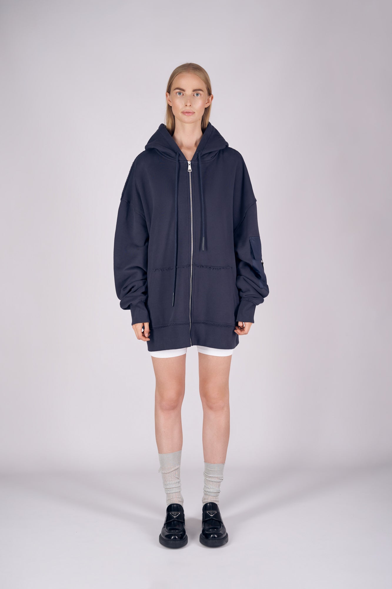 NORDIC COLLEGE HOODED ZIPPER CARDIGAN