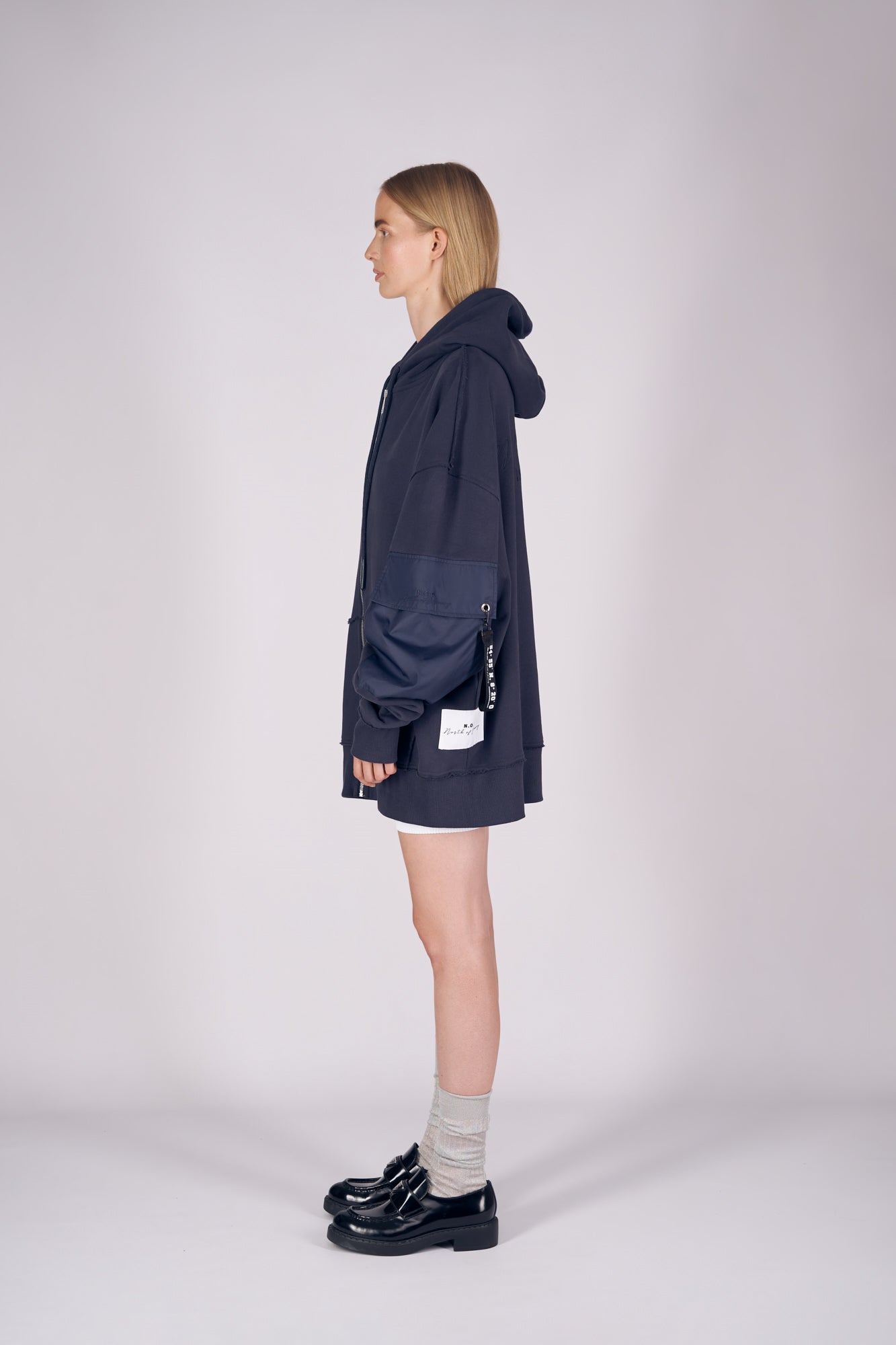 NORDIC COLLEGE HOODED ZIPPER CARDIGAN