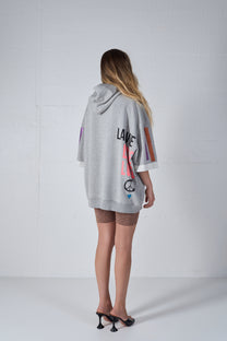 BASIC DRY SHORT SLEEVE HOODIE GREY