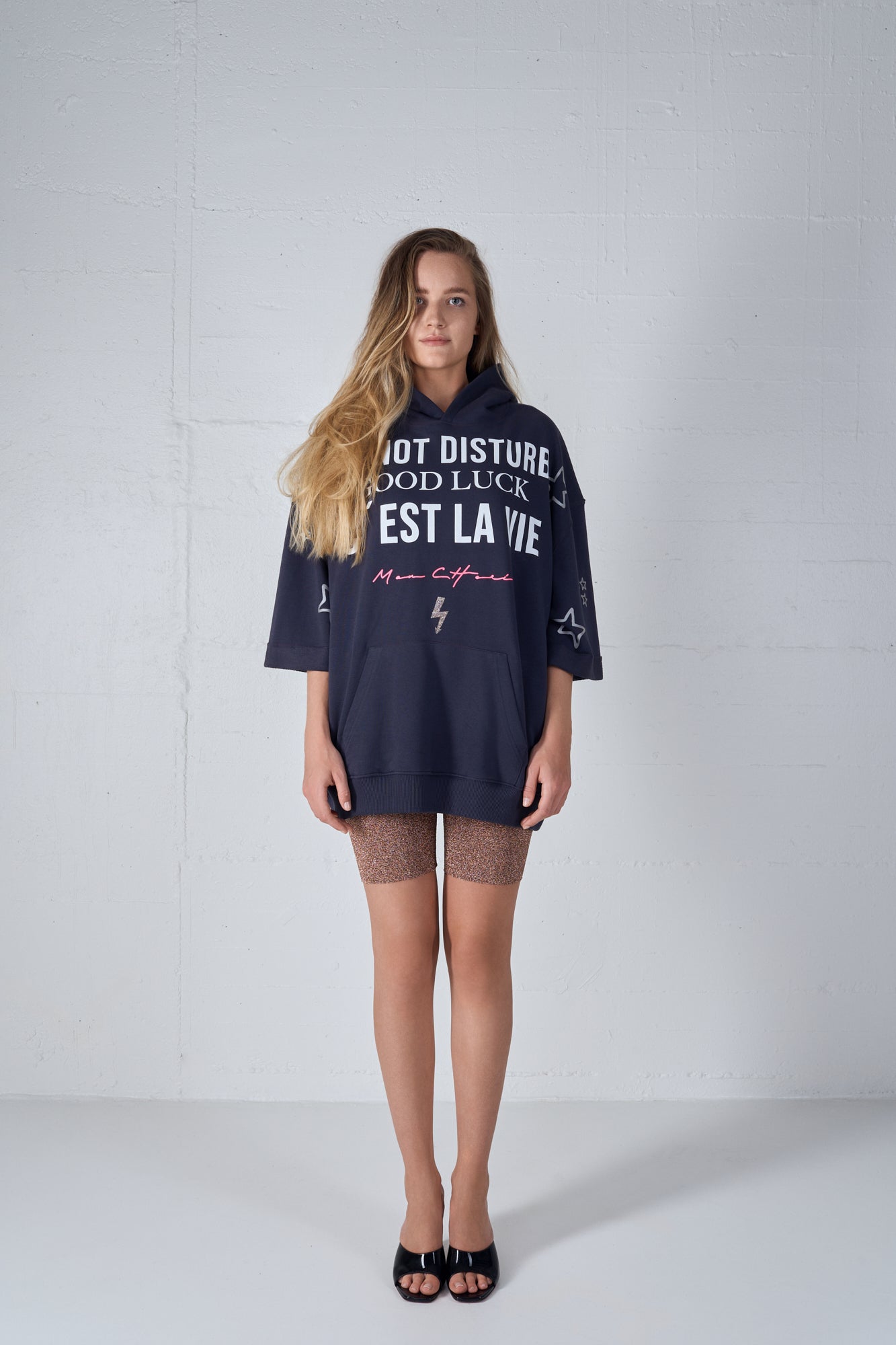 BASIC DRY SHORT SLEEVE HOODIE BLUE