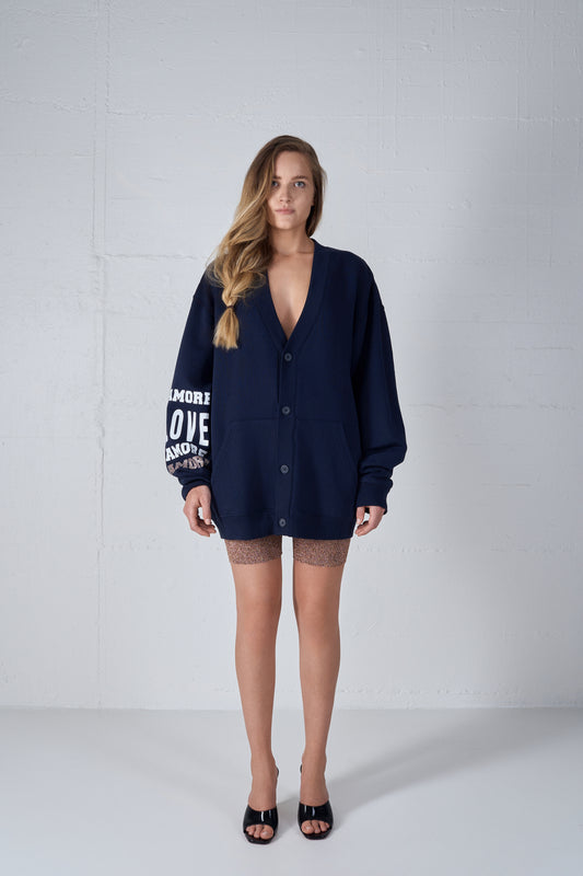OVERSIZED COLLEGE CARDIGAN CIAO AMORE