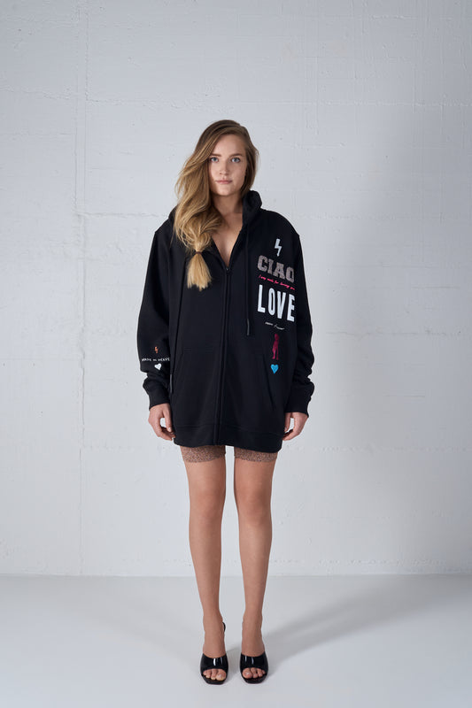 HEAVY WEIGHT ZIPPER CARDIGAN SALTY BLACK