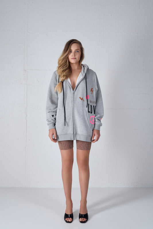 HEAVY WEIGHT ZIPPER CARDIGAN SALTY GREY