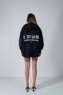 NORDIC COLLEGE HOODED ZIPPER CARDIGAN