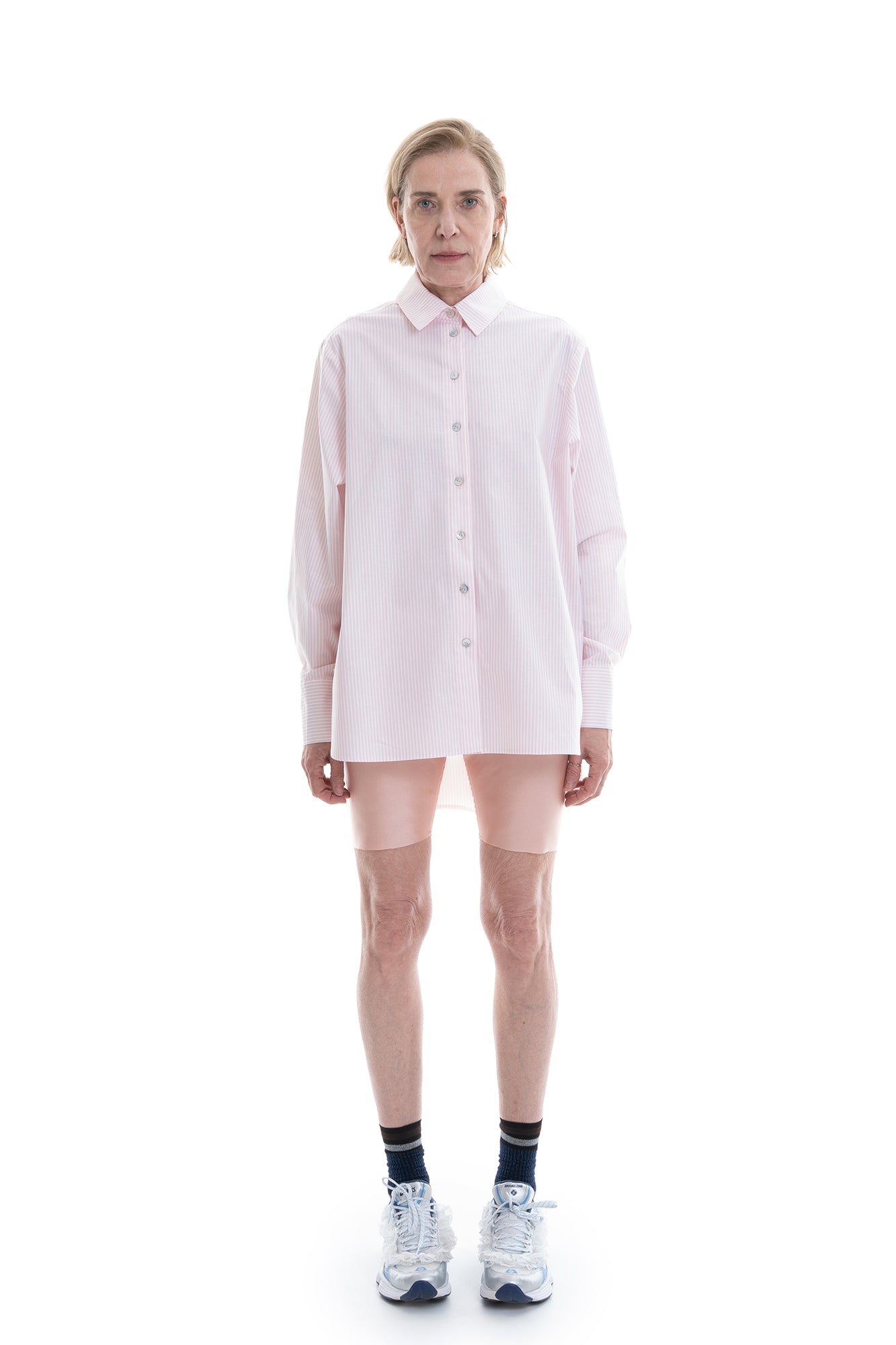 OVERSIZED STRIPE BLOUSE ROSÈ/WHITE
