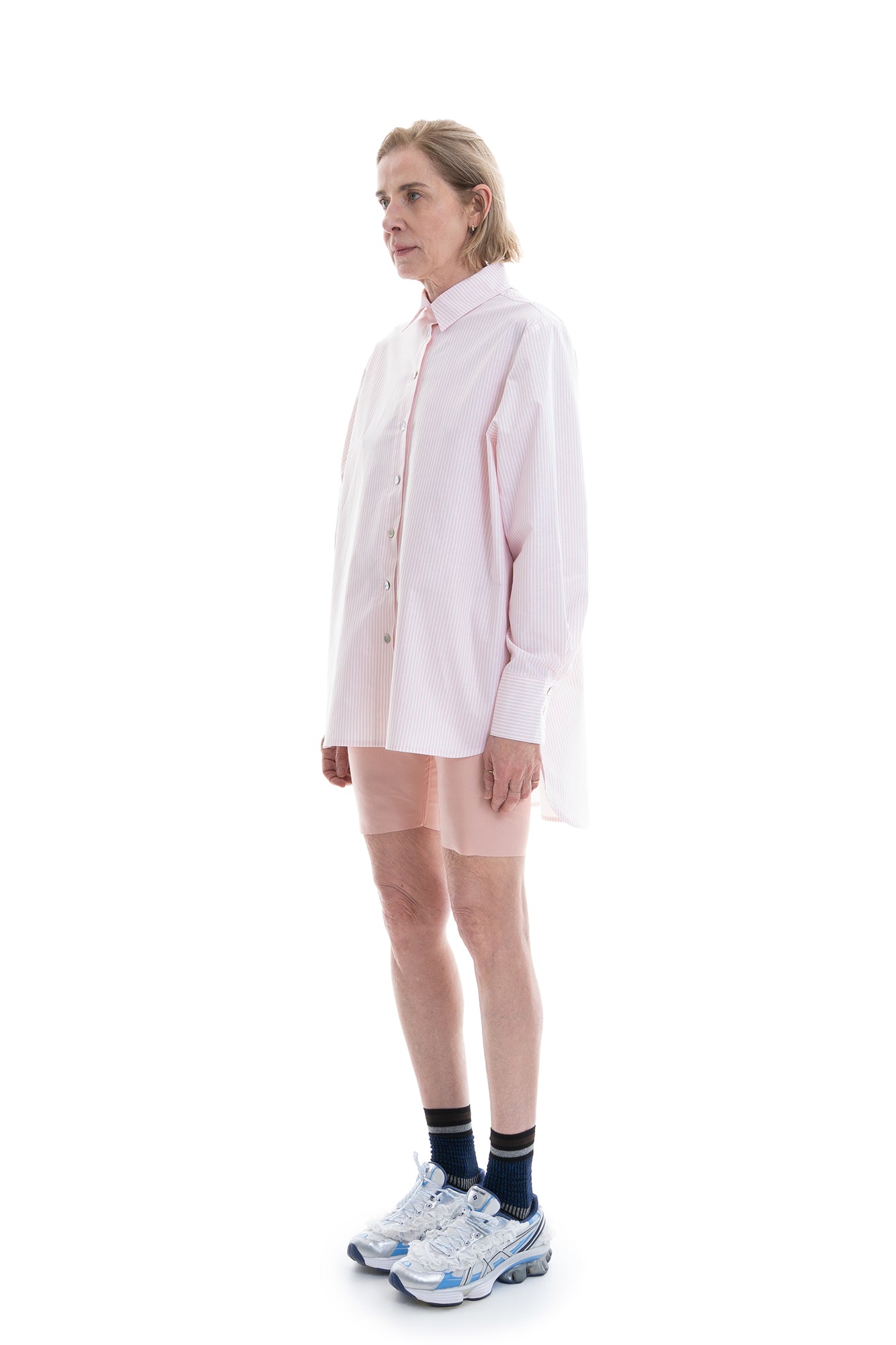 OVERSIZED STRIPE BLOUSE ROSÈ/WHITE