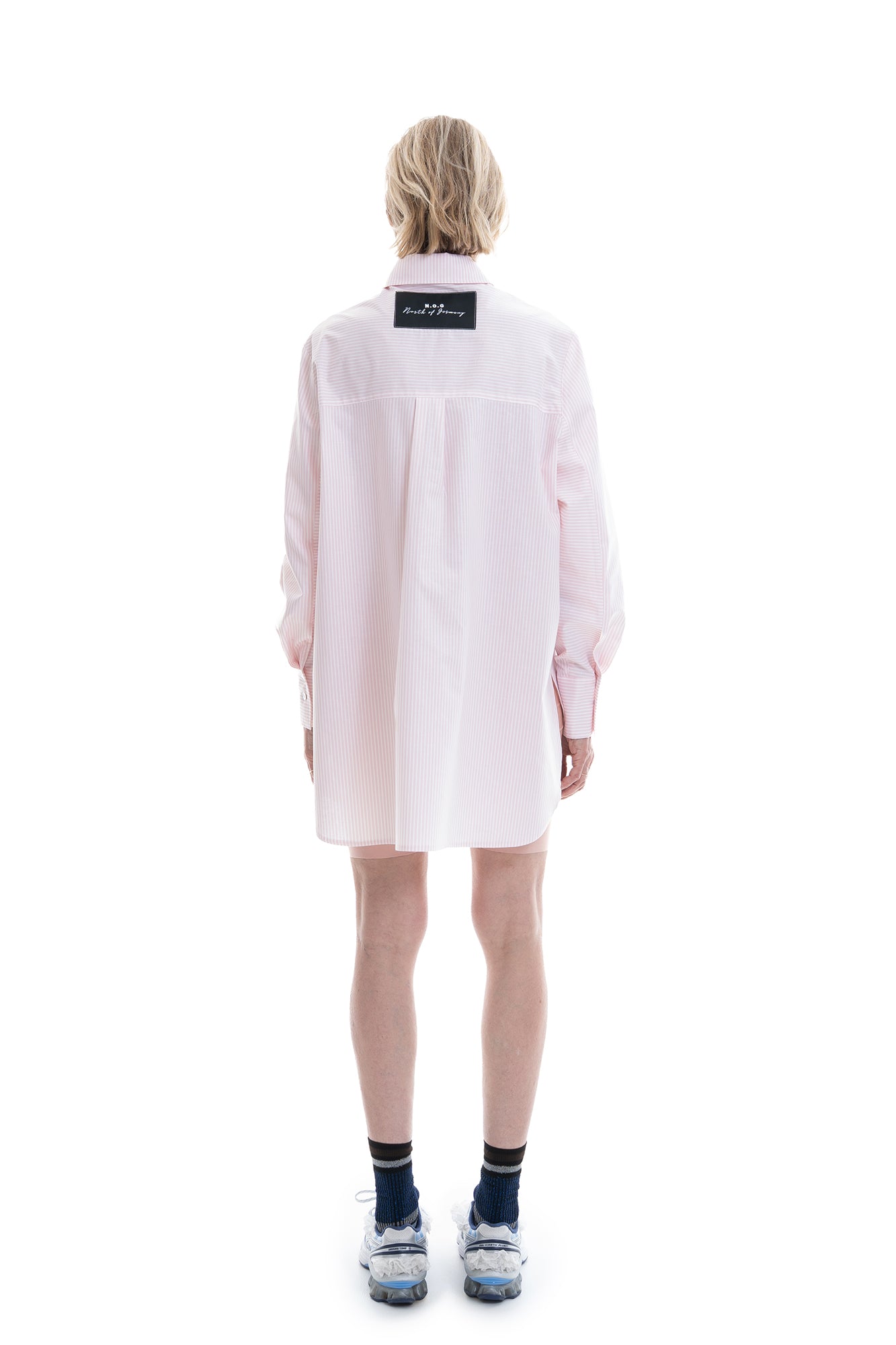 OVERSIZED STRIPE BLOUSE ROSÈ/WHITE