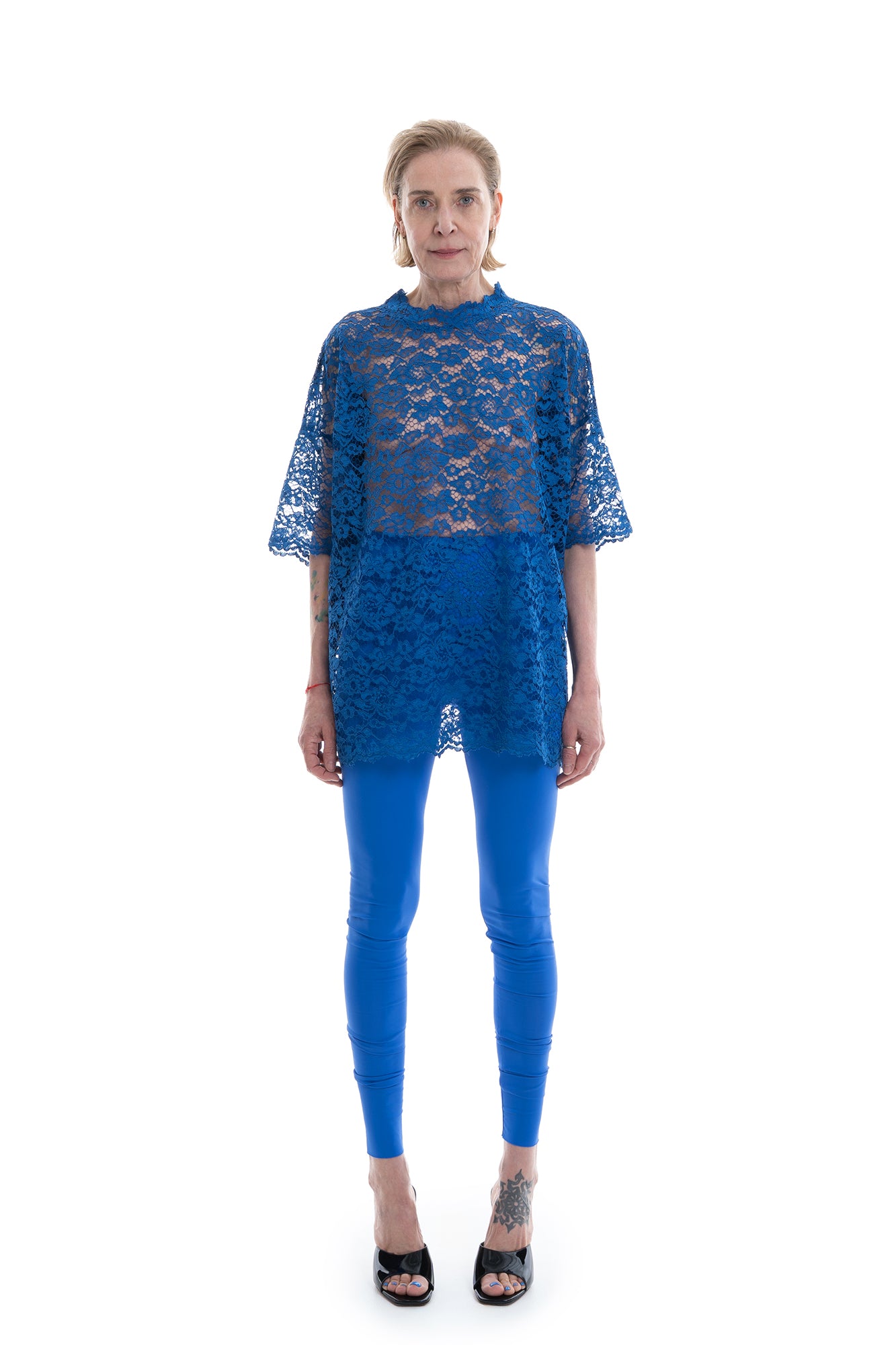 LACE OVERSIZED SHIRT ROYAL BLUE