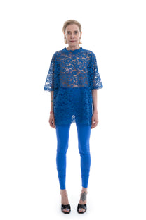 LACE OVERSIZED SHIRT ROYAL BLUE