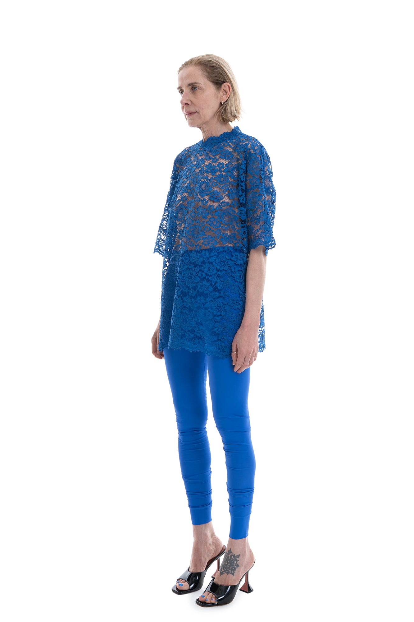 LACE OVERSIZED SHIRT ROYAL BLUE