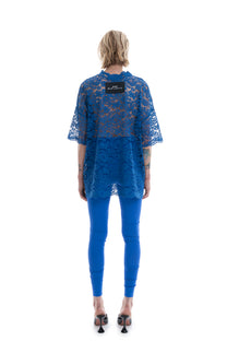 LACE OVERSIZED SHIRT ROYAL BLUE