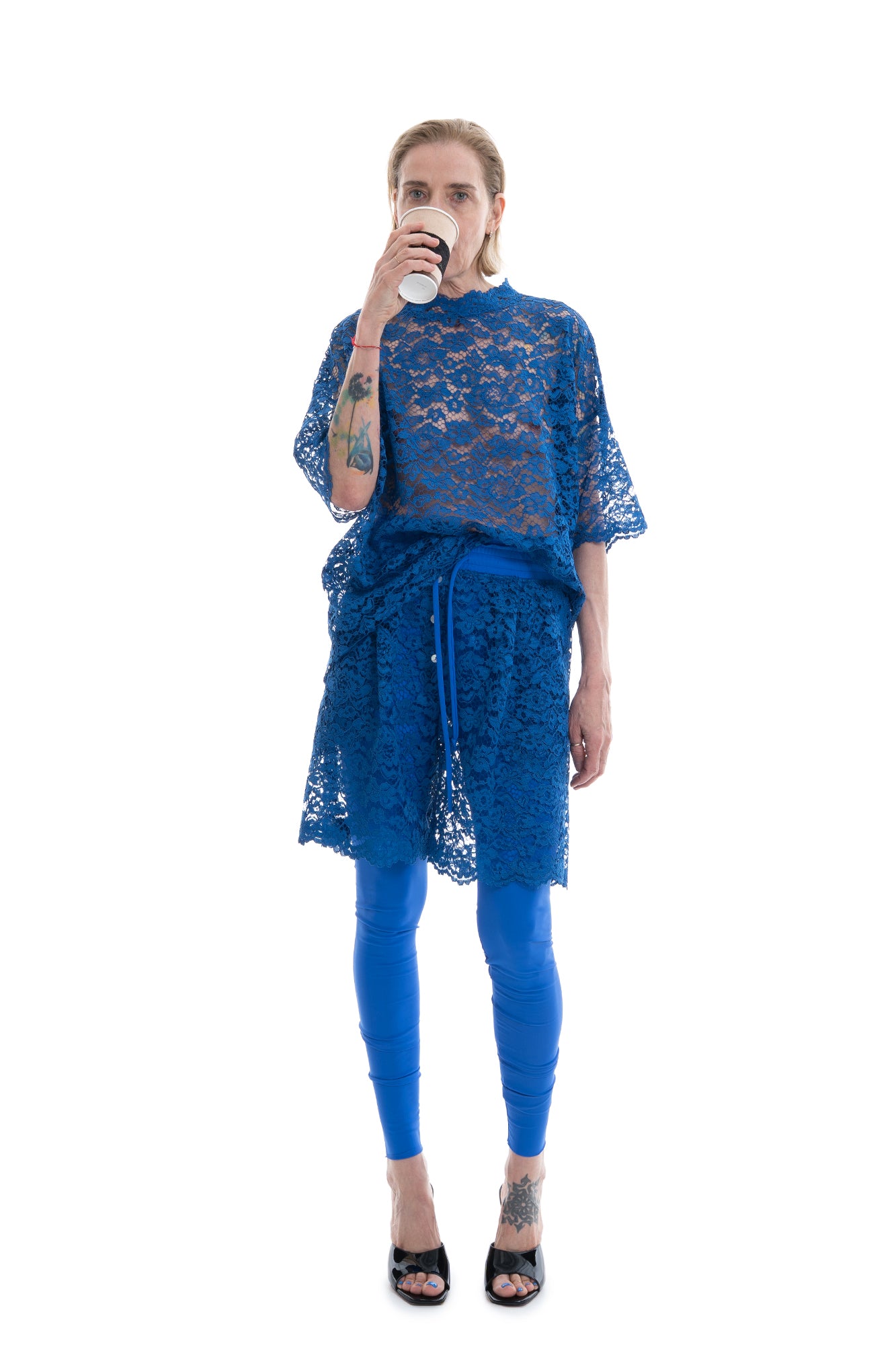 LACE BOXER SHORT ROYAL BLUE