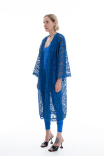 LACE OVERSIZED KIMONO ROYAL BLUE