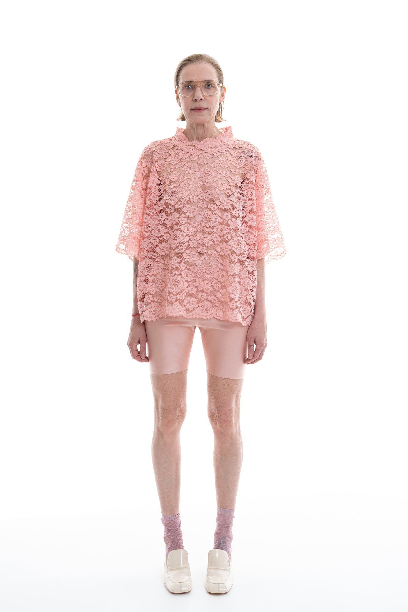LACE OVERSIZED ROOFTOP SHIRT ROSÈ