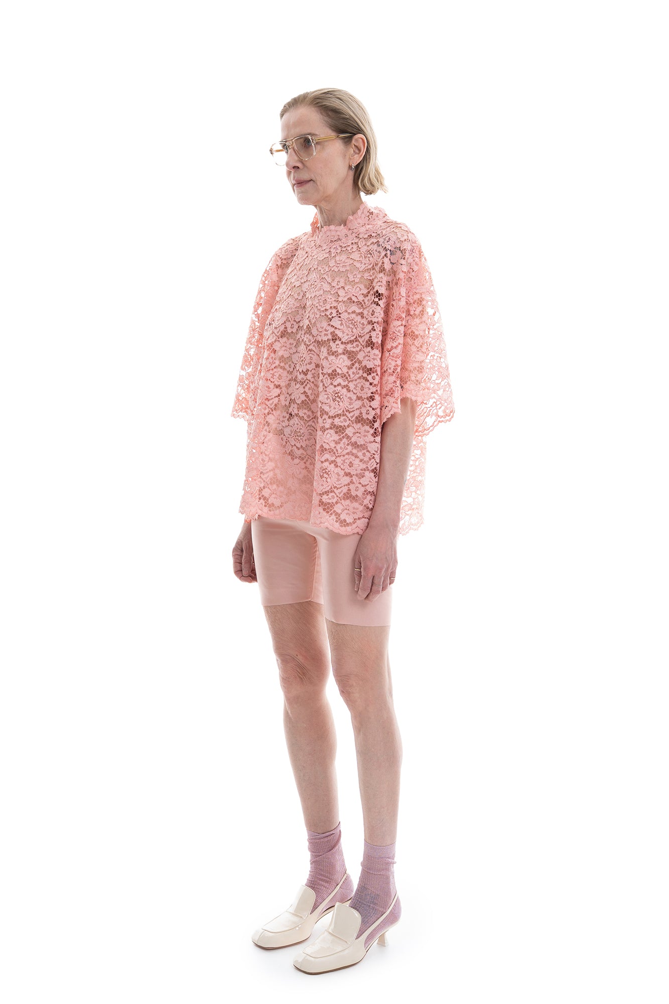 LACE OVERSIZED ROOFTOP SHIRT ROSÈ