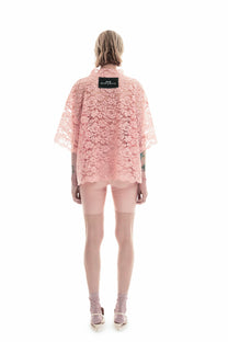 LACE OVERSIZED ROOFTOP SHIRT ROSÈ