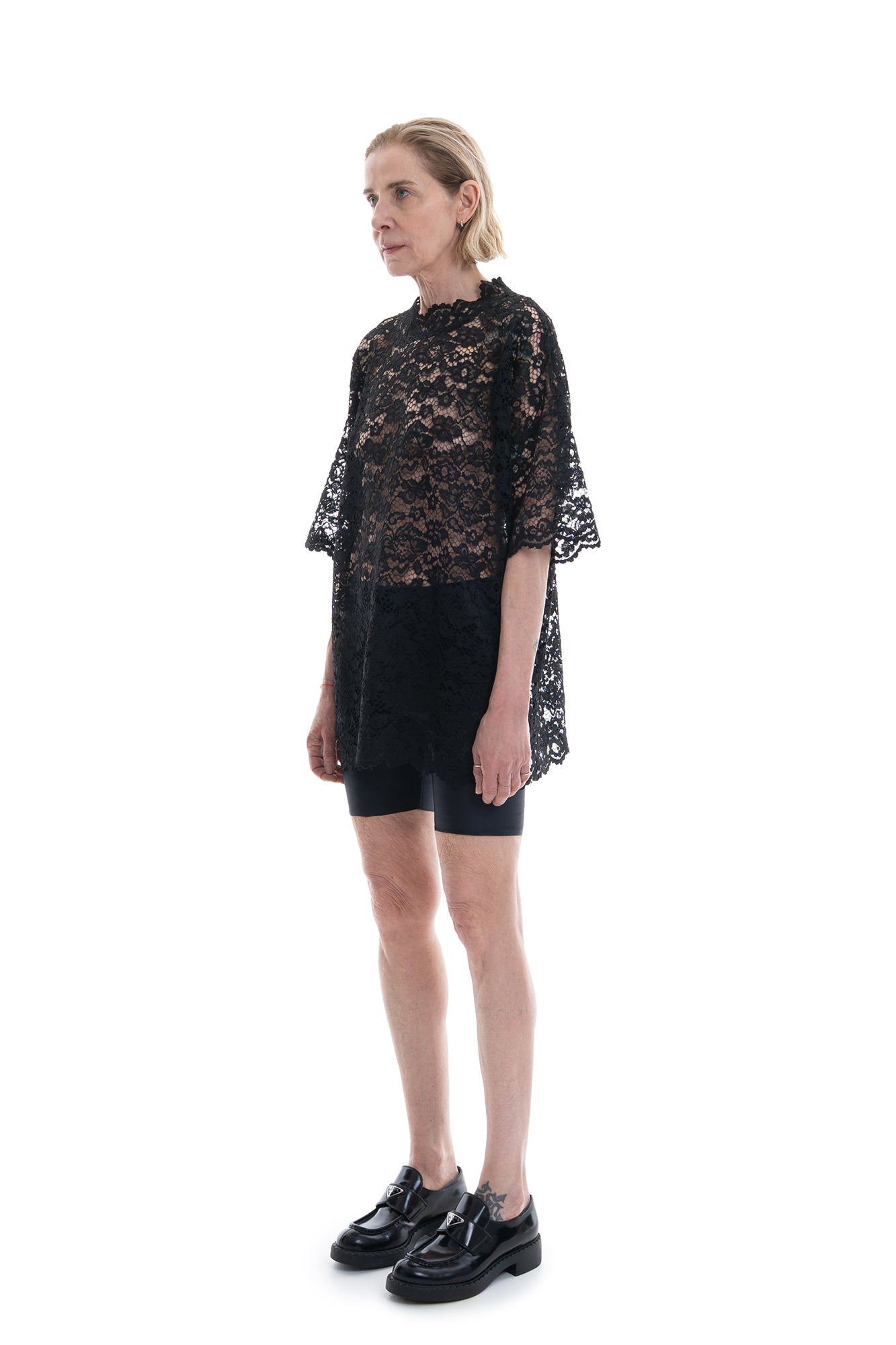 LACE OVERSIZED SHIRT BLACK