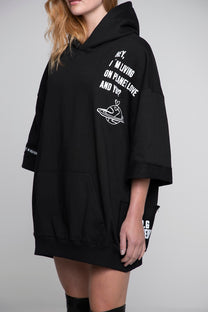 OVERSIZED DRY HALF SLEEVE HOODIE PLANET LOVE