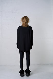 MODAL V-NECK LONG SLEEVE SHIRT BLACK