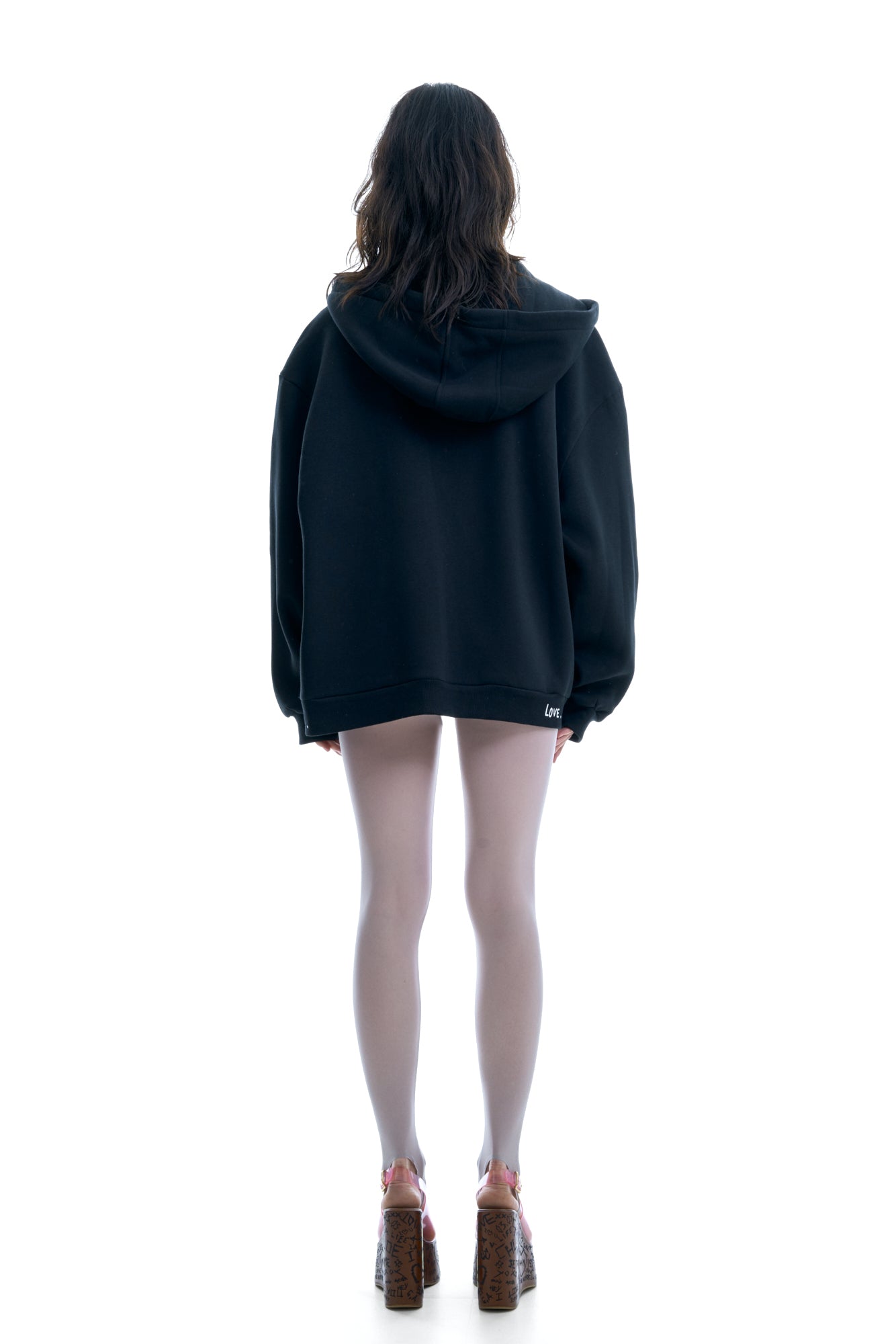 BOXY PEACEHEART CARDIGAN, BLACK