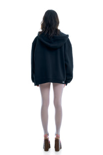 BOXY PEACEHEART CARDIGAN, BLACK