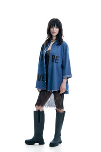 THE FUTURE IS LOVE WOVEN DENIM BLOUSE