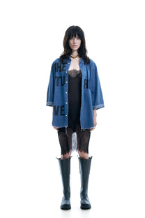 THE FUTURE IS LOVE WOVEN DENIM BLOUSE