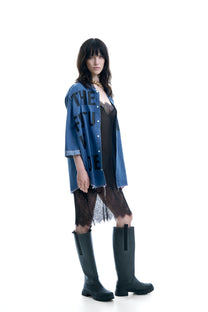 THE FUTURE IS LOVE WOVEN DENIM BLOUSE