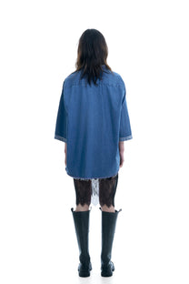 THE FUTURE IS LOVE WOVEN DENIM BLOUSE